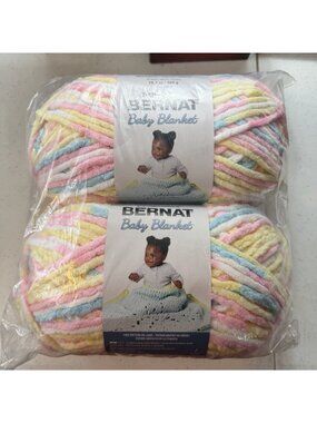 Bernat Yarn Lot of 2 Pink Flannel Softee Baby & Baby Blanket NEW